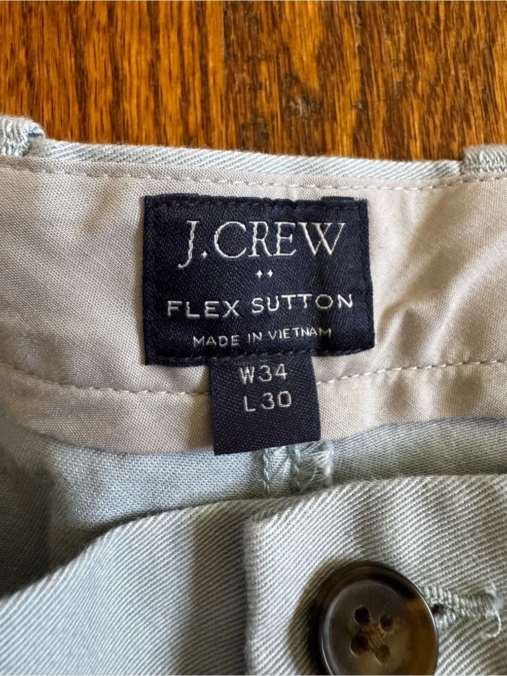 J.Crew Flex Sutton Chino Pants Men’s 34x30 Light Gray Stretch Slim Fit Casual